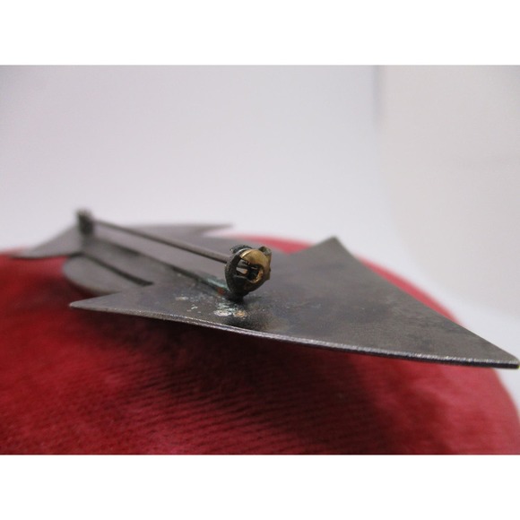 Vintage Tulla Booth Sterling Silver Modernist Purple Stone Triangle Brooch - Picture 3 of 10